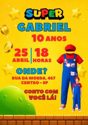 Vire o Super Mario! Convite de Aniversário com Foto IA