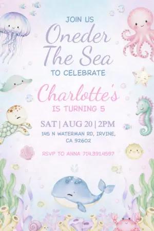 Cute Sea Animals Birthday Invite | Editable Digital Template
