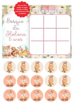 Jogo da Velha Bosque Encantado para Aniversário para Editar