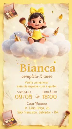Convite de Aniversário Infantil Tema Spa Maquiagem Editável