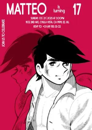 Retro Manga Birthday Invitation | Editable Anime Fighter Template