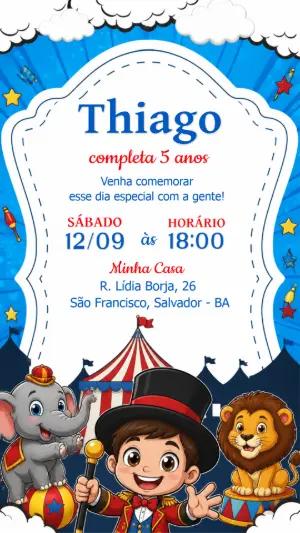 Convite de Aniversário Circo Menino para Editar