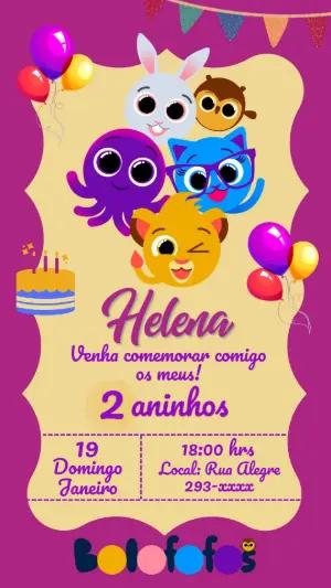 Convite de Aniversário Bolofofos Colorido para Editar