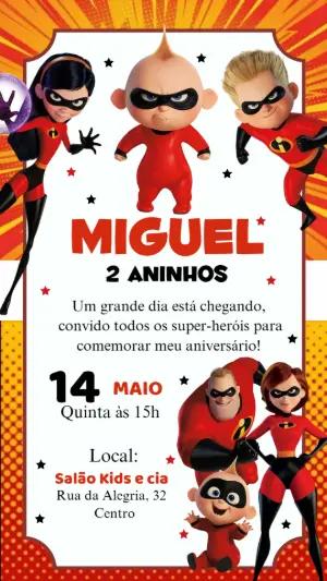 Convite de Aniversário Os Incríveis para Editar Online
