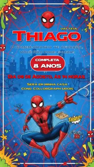 Convite Digital Aniversário Homem-Aranha Modelo Editável