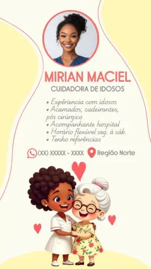 Cartão de Visita Cuidador de Idosos com Ilustração para Editar