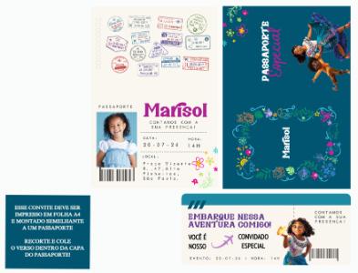 Modelo de Convite Passaporte Encanto para Aniversário Editável