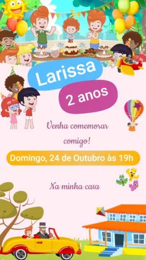 Convite Animado Aniversário Mundo Bita para Editar Online
