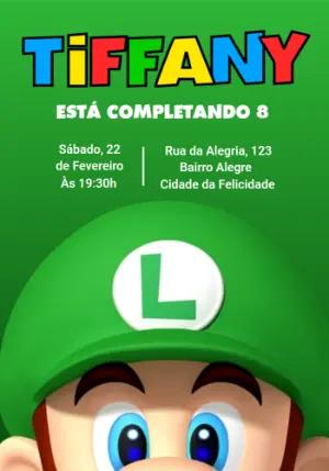 Convite de Aniversário Luigi Super Mario para Editar Online