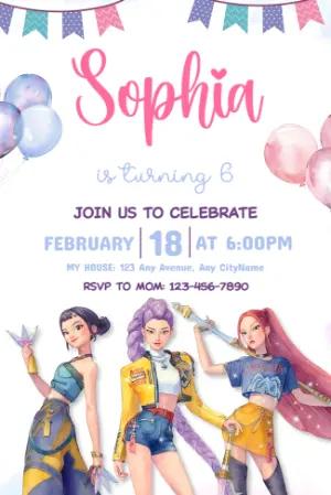 K-Pop Demon Hunter Birthday Invitation | Editable Template