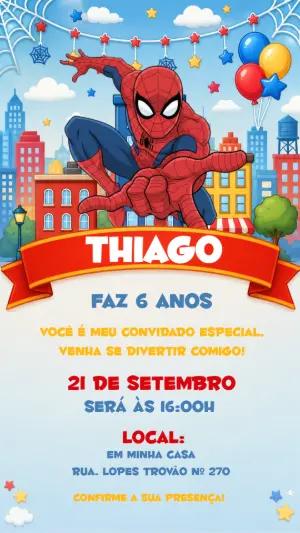 Convite de Aniversário Homem-Aranha para Editar