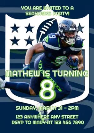 Seahawks Football Birthday Invitation | Editable Template