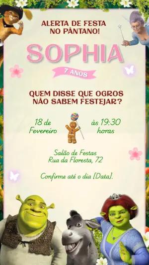 Convite de Aniversário Shrek