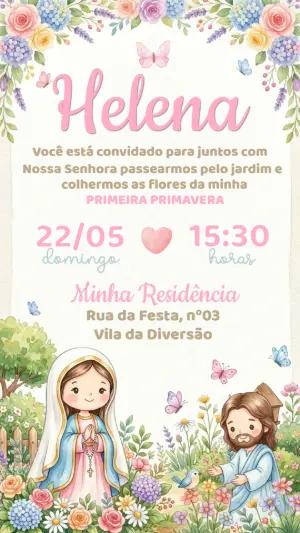 Convite Editável 1º Aninho Jardim de Nossa Senhora e Jesus