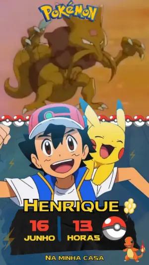 Convite Animado de Aniversário Pokémon para Editar Online