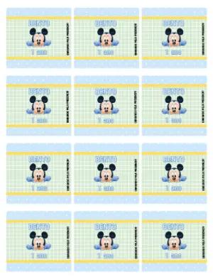 Adesivo para Bala Personalizada aniversário Mickey Baby