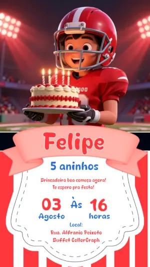 Convite de Aniversário Futebol Americano para Editar Online