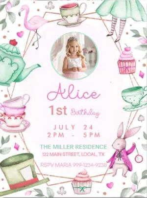 Whimsical Alice in Wonderland Birthday with photo