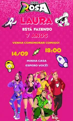 Convite de Aniversário Dos Rosa Pink Modelo Editável