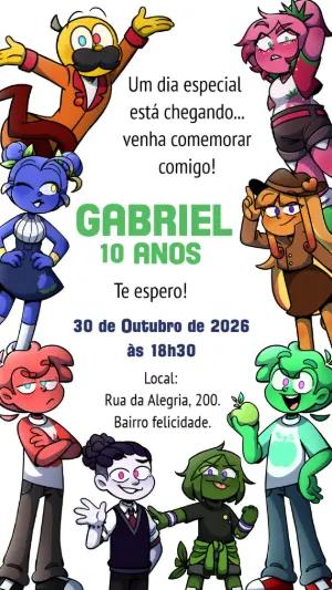 Convite de Aniversário Mundo Torano Digital para Editar