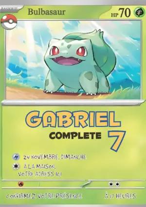 Invitation Anniversaire Pokémon Bulbizarre style carte à modifier