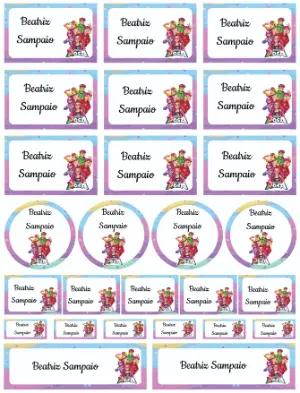 Kit de Etiquetas Escolares Dos Rosa Colorido para Editar e Imprimir