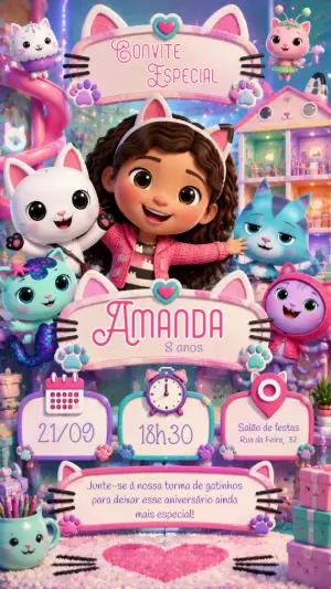 Convite de Aniversário A Casa Mágica da Gabi para Editar Online