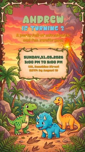 Baby Dinosaur Birthday Invitation | Editable Template