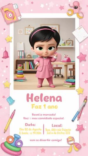 Convite de Aniversário Poderosa Chefinha para Editar Online