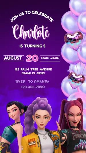 Demon Hunter Birthday Invitation Editable Template