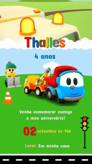 Vídeo Convite de Aniversário Infantil Tema Leo, o Caminhão