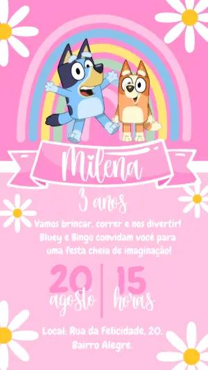 Convite de Aniversário Bluey e Bingo para Editar Online