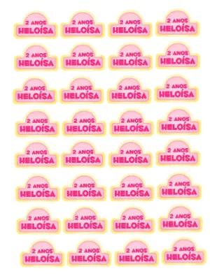 Tag de Aniversário Infantil Rosa e Amarelo para Editar