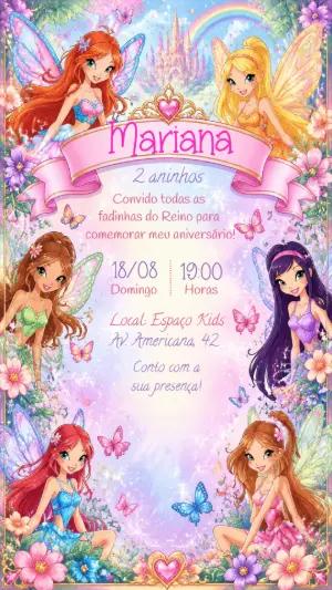Convite Digital Aniversário Winx Club Editável