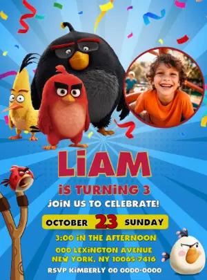 Angry Birds Birthday Invitation Editable Template