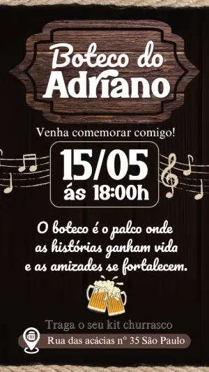 Convite Aniversário Boteco Rústico para Editar Online