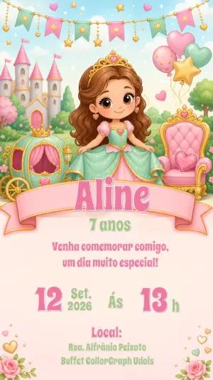 Convite de Aniversário Princesa Morena para Editar