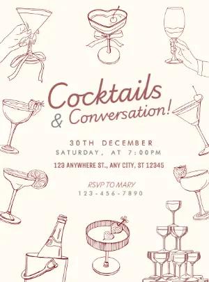 Elegant Cocktail Party Invitation | Hand-Drawn Editable Template