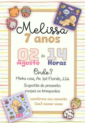 Convite Aniversário Bobbie Goods com Personagens Fofos para Editar