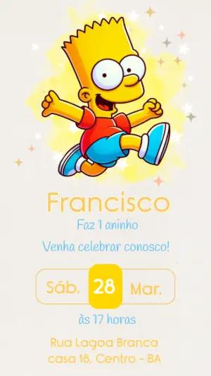 Convite Digital Aniversário Infantil Bart Simpson Editável
