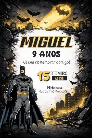 Convite de Aniversário Batman Sombrio para Editar Online