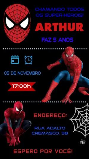 Convite Aniversário Homem Aranha para Editar Online