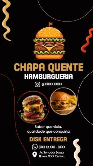 Flyer Editável de Hamburgueria com Foto para Divulgação
