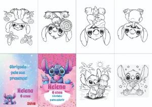 Livrinho de Colorir Aniversário Stitch para Editar Online