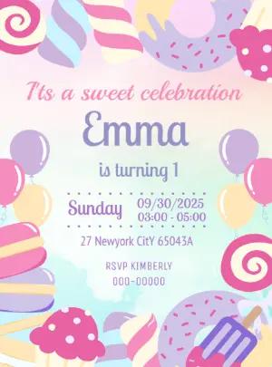Sweet Candy Birthday Invitation Editable Online
