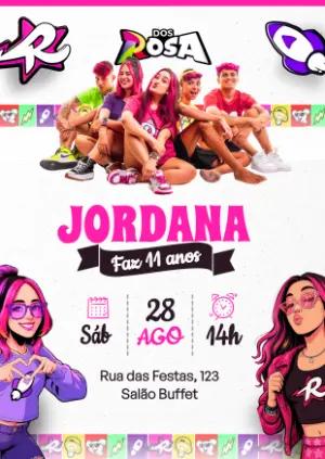 Convite de Aniversário Dos Rosa Moderno e Colorido para Editar