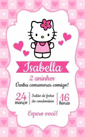 Convite de Aniversário Hello Kitty para Editar Online