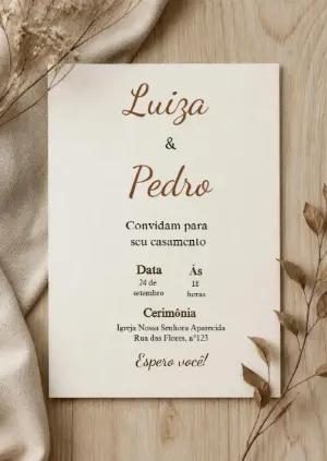Convite de Casamento Rústico Minimalista Editável
