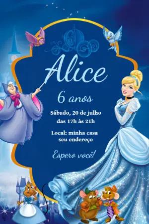 Convite Digital Cinderela: Modelo Editável para Aniversário