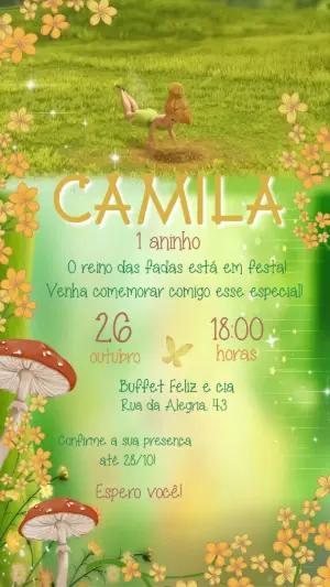 Vídeo Convite de Aniversário Sininho Tinker Bell Editável